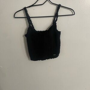 Hollister Black Sleeveless Ruched Crop Camisole